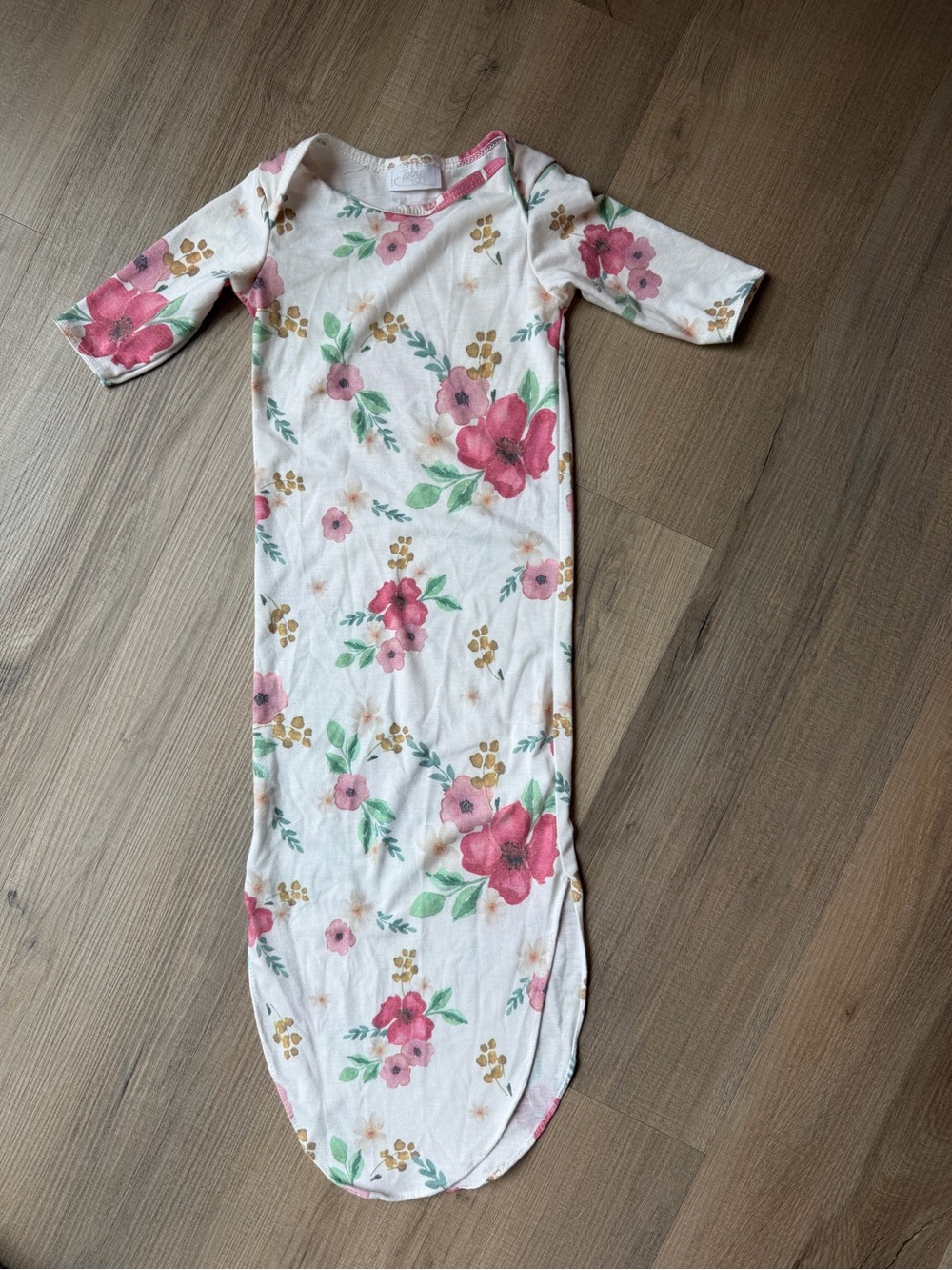Floral Pink and Cream Baby One-Piece Gown